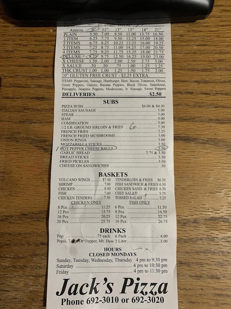 Jack's Pizza Menu image 3